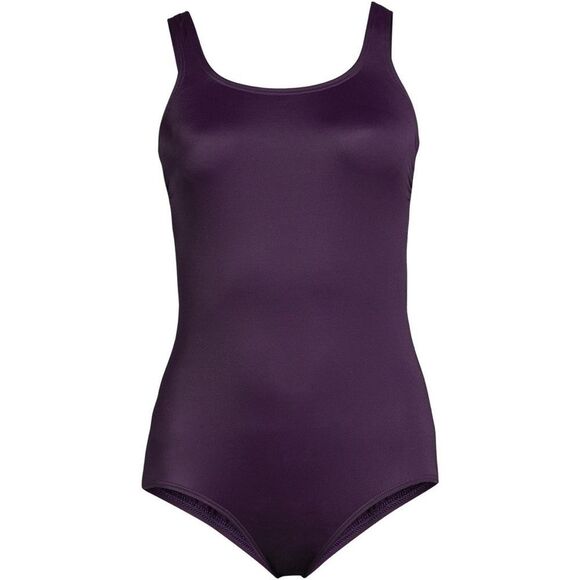 Land's End plus size scoop neck Tugless Tank one piece blackberry 20W DDD - Picture 1 of 4